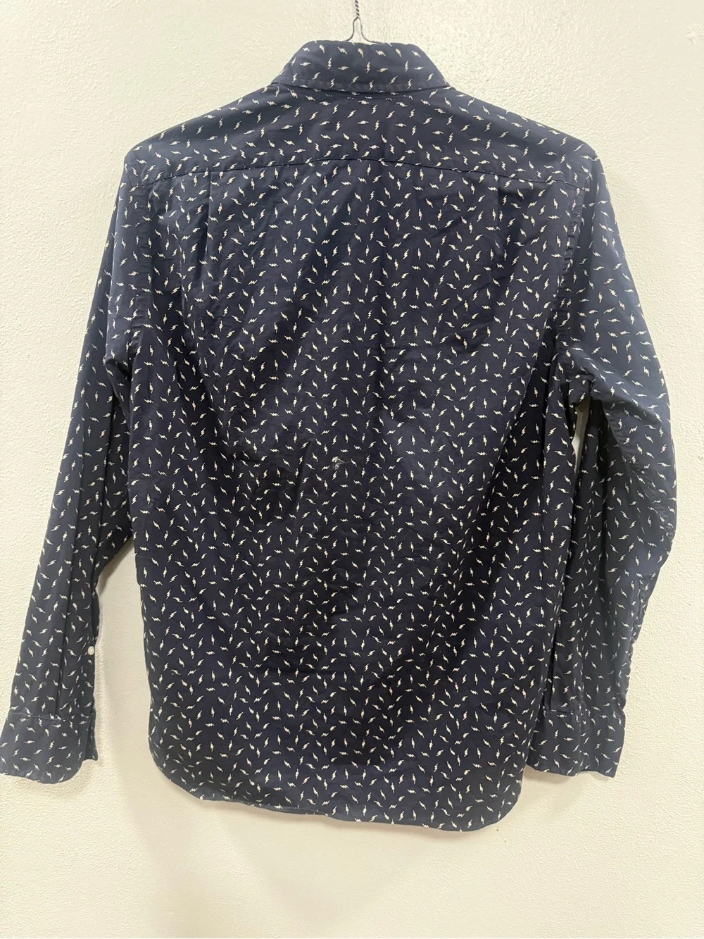 J. Crew Navy Button-Down Shirt with Small White Print